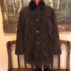 SUED leather & faux fur lined and collar jacket Small-Medium